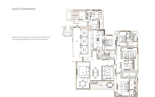 Guayacán Santa María – Apartment Type B | 4-Bedroom Luxury Residence