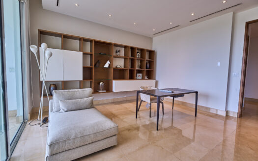 Luxury Panama condo interior with panoramic Pacific Ocean views