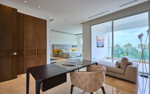 Modern homes and residential towers in Panama City skyline